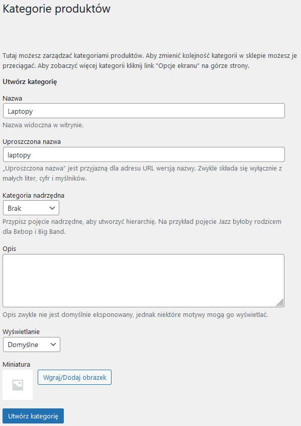 Produkty w WooCommerce - kategorie