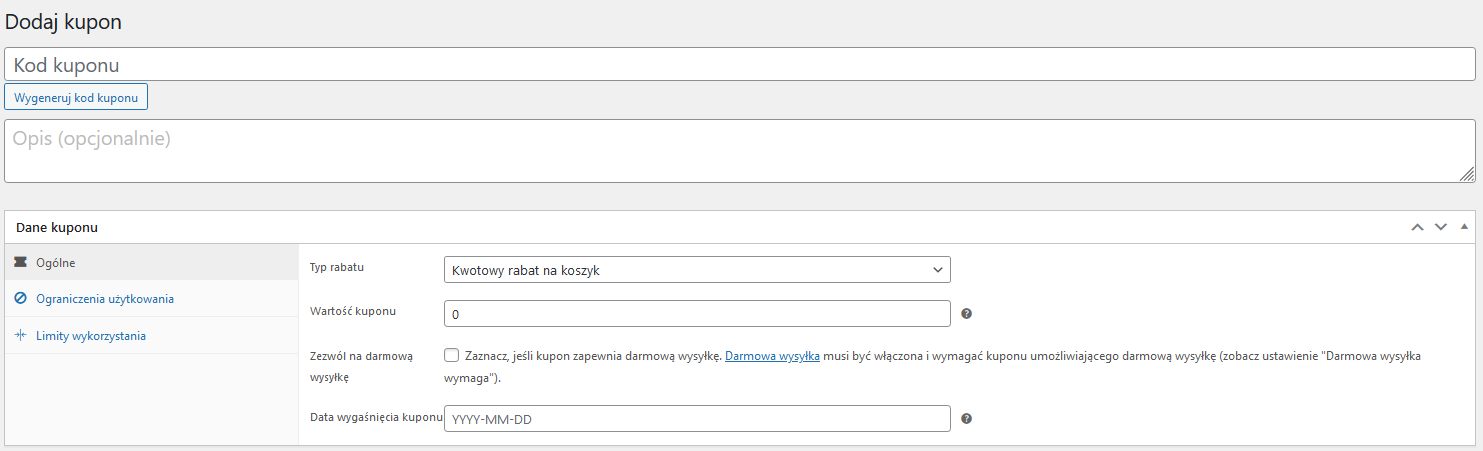 Kupony w WooCommerce - kupon