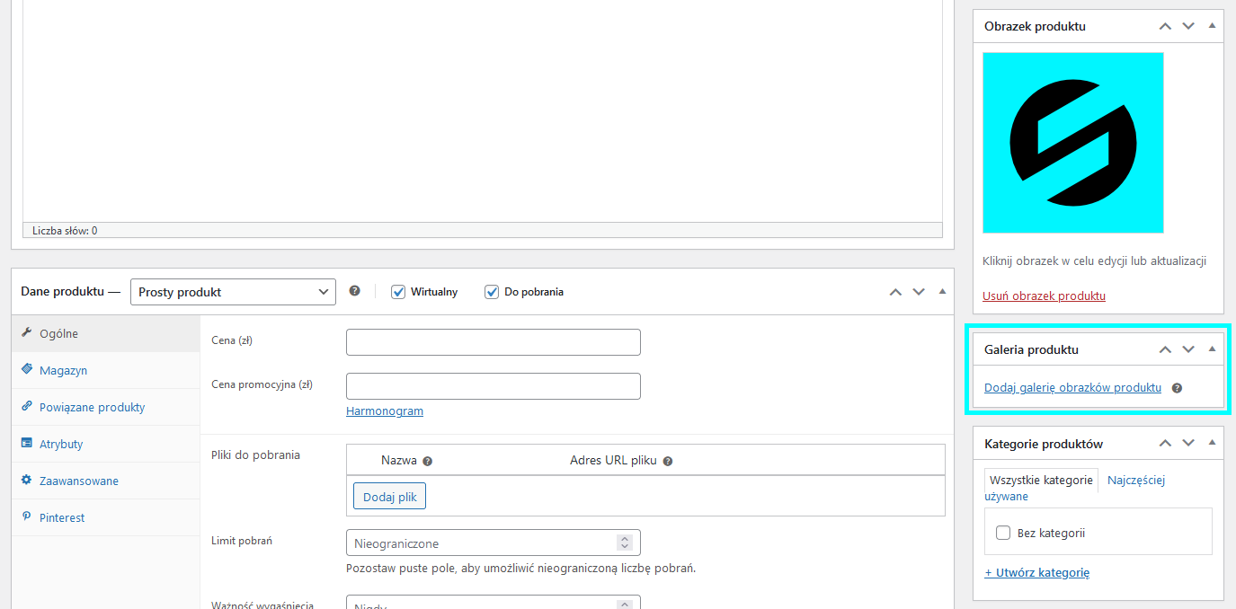 Produkty w WooCommerce - dodawanie galerii produktu