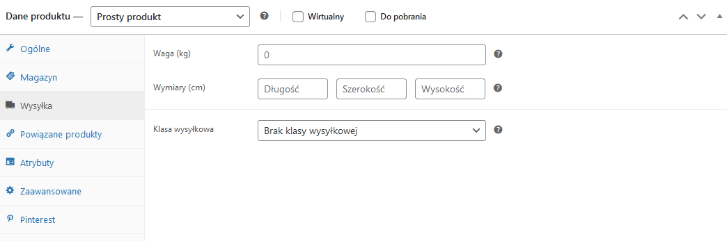 Produkty w WooCommerce - ustawienia wysyłki