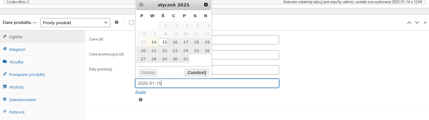 Produkty w WooCommerce - harmonogram, ustawienie dat