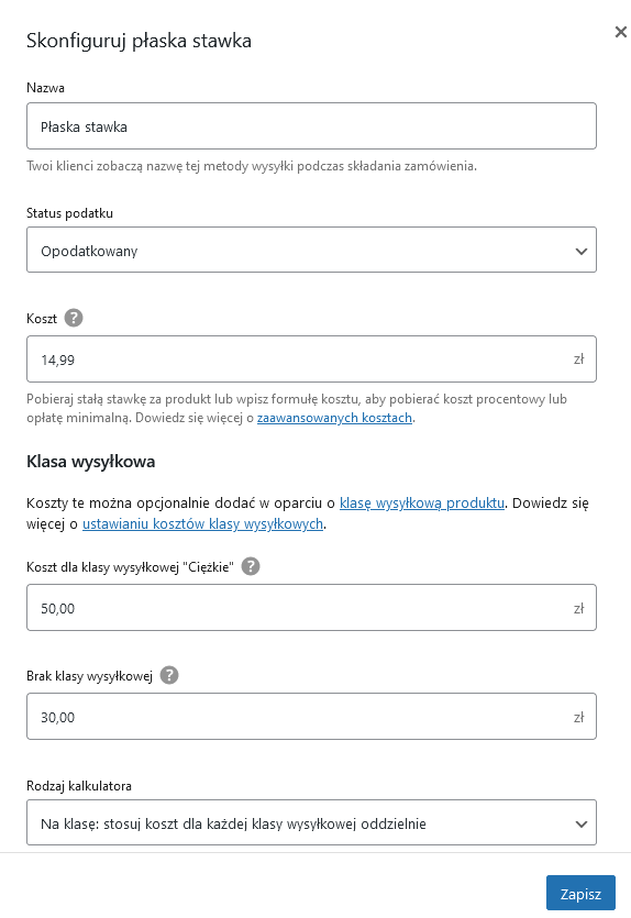 Wysyłka w WooCommerce - Jak skonfigurować metodę dostawy, aby określić koszty wysyłki dla poszczególnych klas?