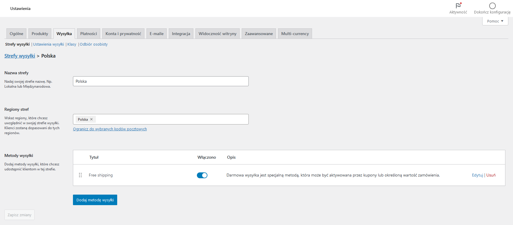 Wysyłka w WooCommerce - metody wysyłki