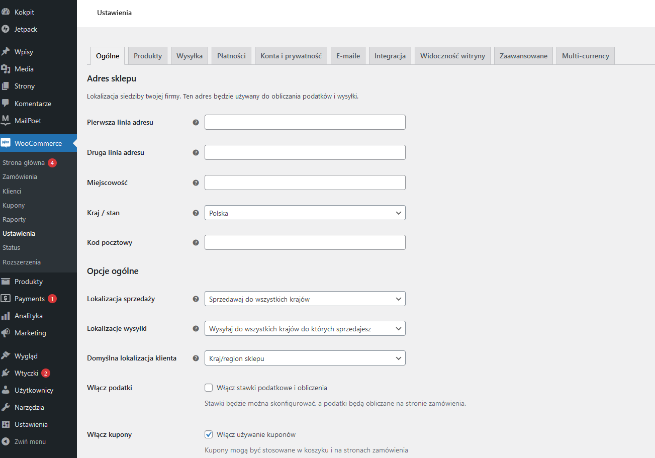 Wysyłka w WooCommerce - ogólne