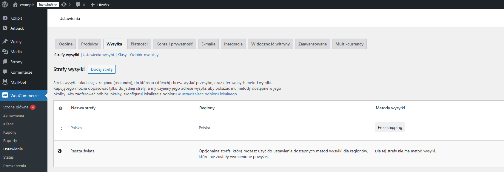 Wysyłka w WooCommerce - wysyłka