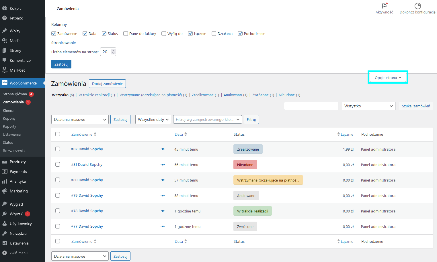 Obsługa zamówień w WooCommerce - personalizacja widoku zamówień