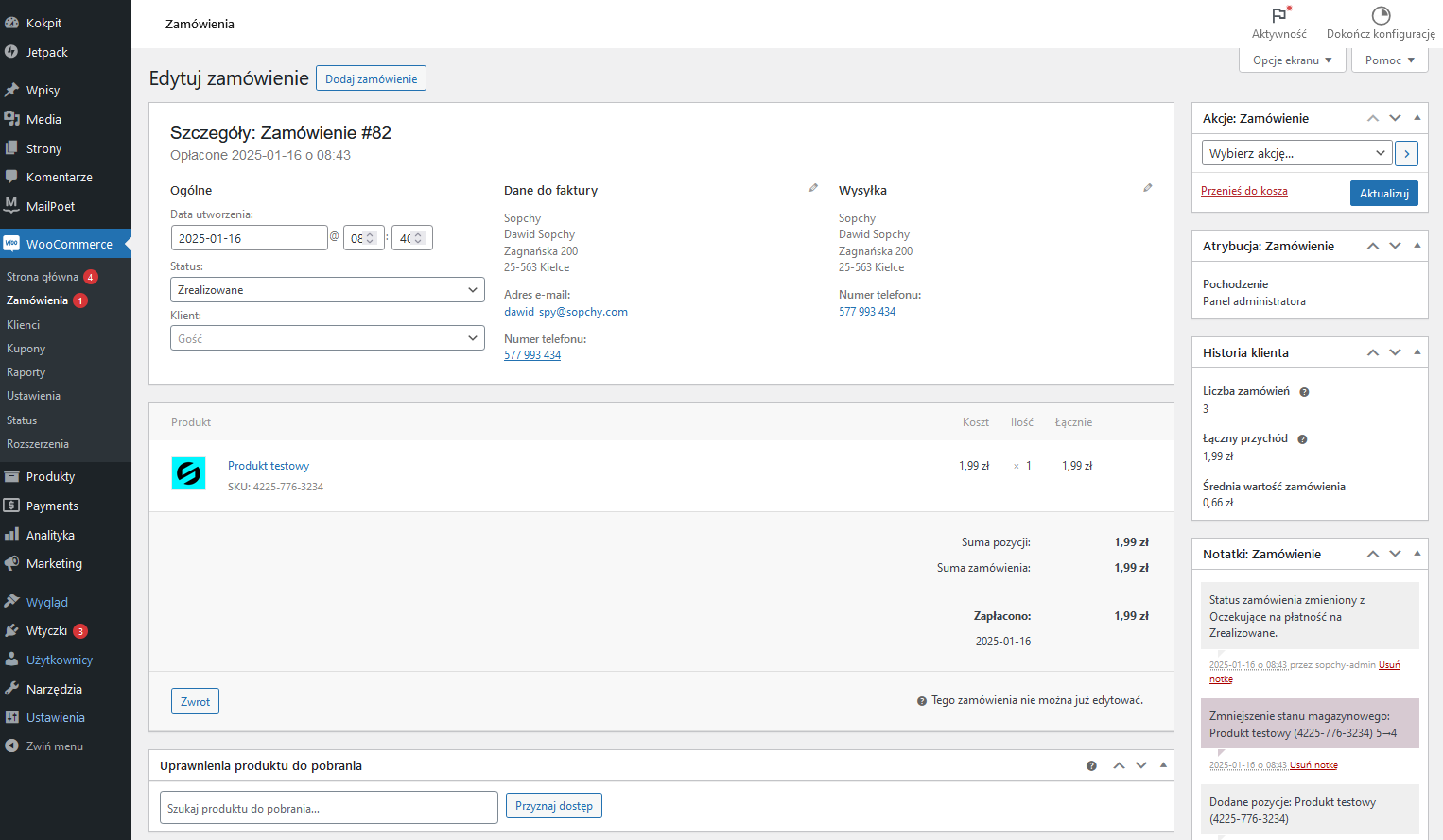 Obsługa zamówień w WooCommerce - podgląd i edycja