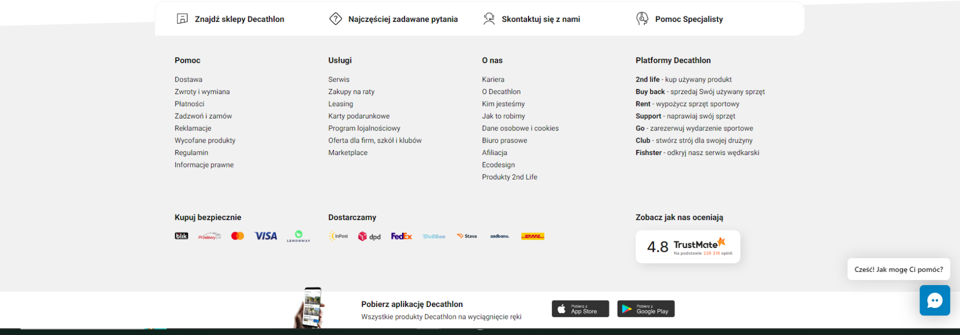 Footer w sklepie internetowym Mulberry