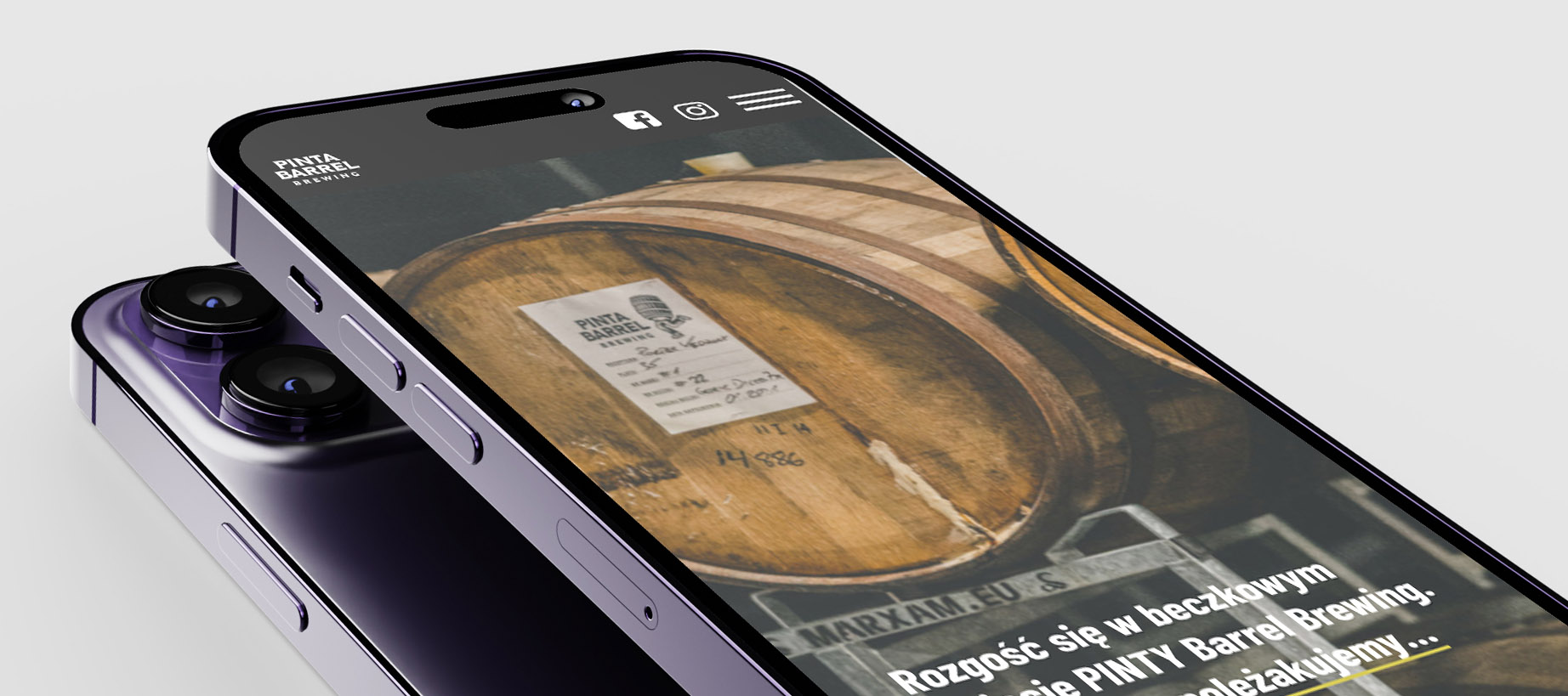 Strona internetowa Pinta Barrel Brewing - wersja mobilna