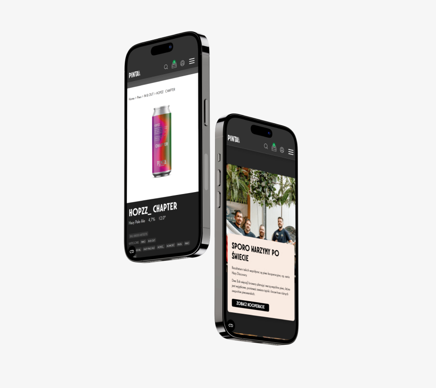 Widok wersji mobilnej sklepu internetowego PINTA Online