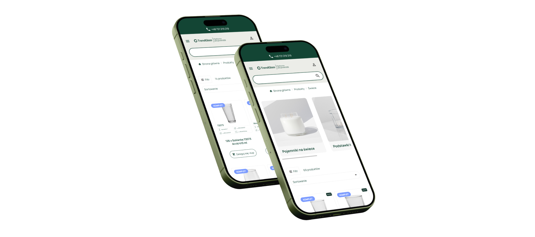 Prezentacja sklepu internetowego B2B Trend Glass - wersja mobile